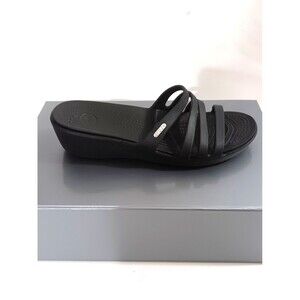 CROCS Womens Size 10 Rhonda Wedge Slide Black Slip-On Sandals NWOT